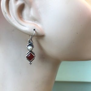 Vintage 925 pearl silver dangle earrings